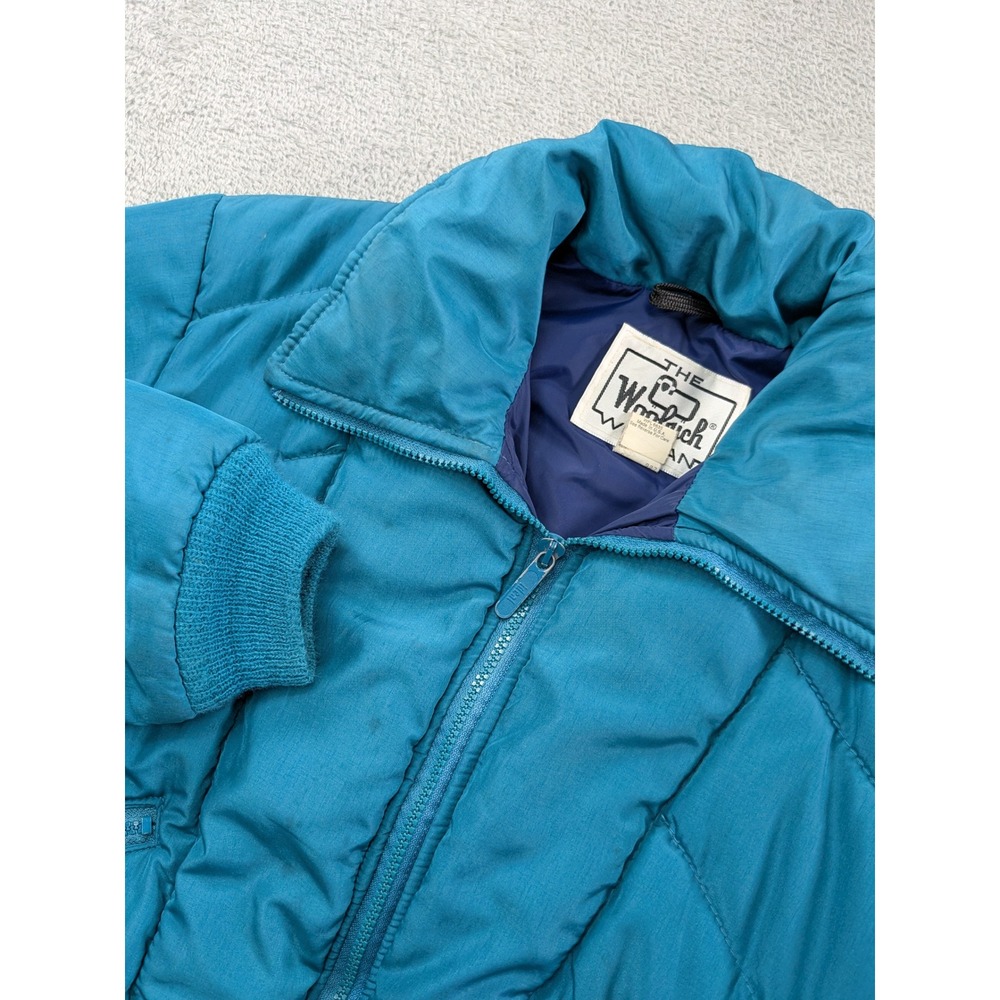 Vintage Woolrich Woman Teal Blue Puffer Jacket Made in USA Size L 5379 P 0